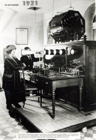 First French public radio broadcast from the radio station of Sainte-Assise on 26th November 1921 by French Photographer